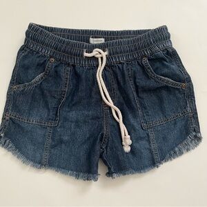 Maurices Weekender denim Shorts with drawstring elastic waist and frayed hem